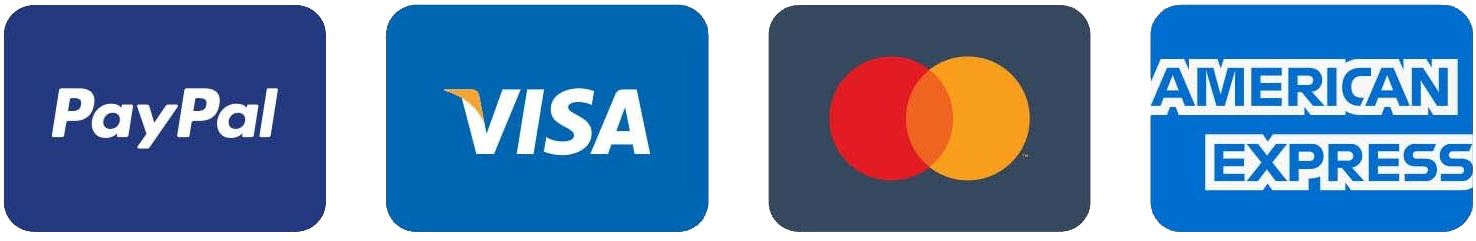 We accept PayPal, Visa, Mastercard, and American Express